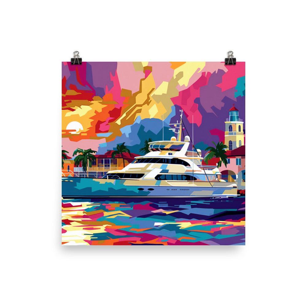 Grenada Vibrant Yacht Marina Sunset Art Poster - Oh Posters