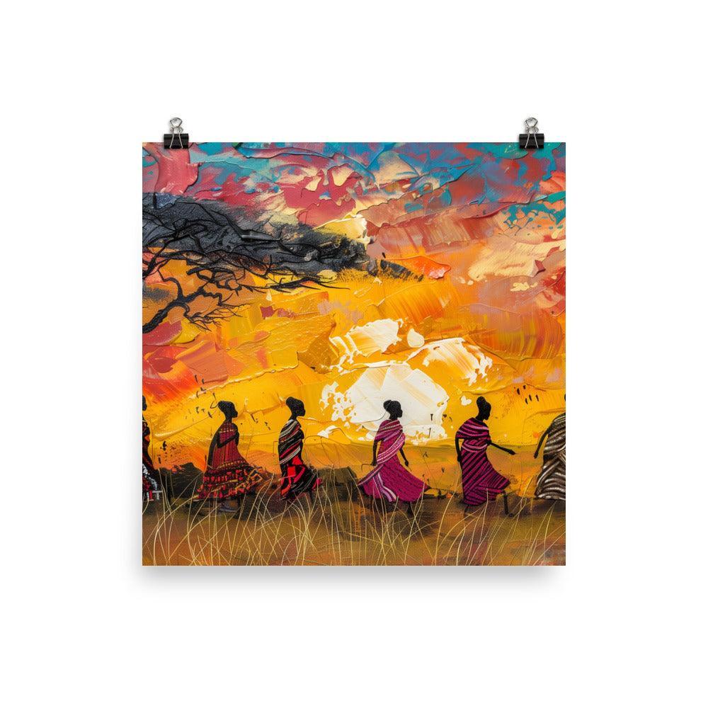 Kenya Maasai Women Sunset Silhouette Poster - Oh Posters