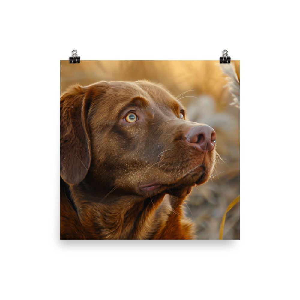 Chesapeake Bay Retriever Autumn Field Portrait Poster - Oh Posters