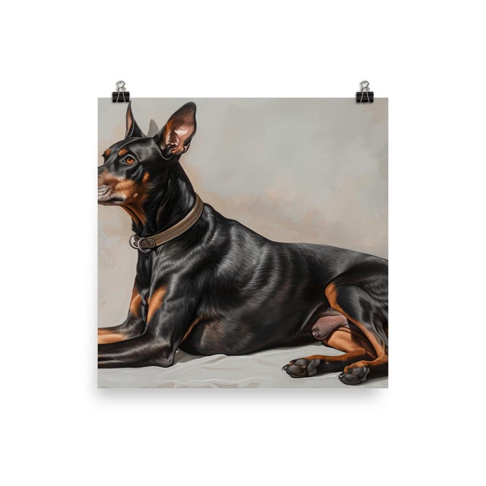 German Pinscher Realistic Side Pose Portrait Poster - Oh Posters