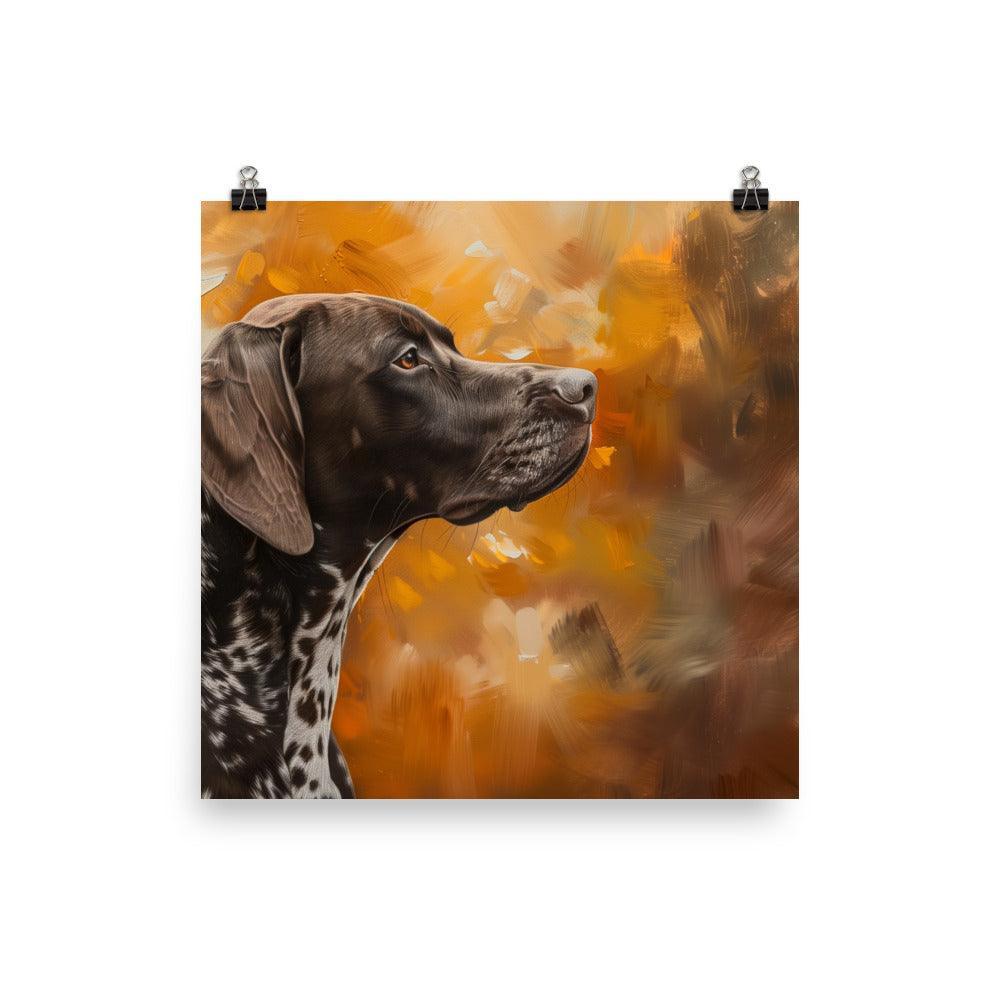 German Shorthaired Pointer Side Profile Autumn Painting Poster - Oh Posters