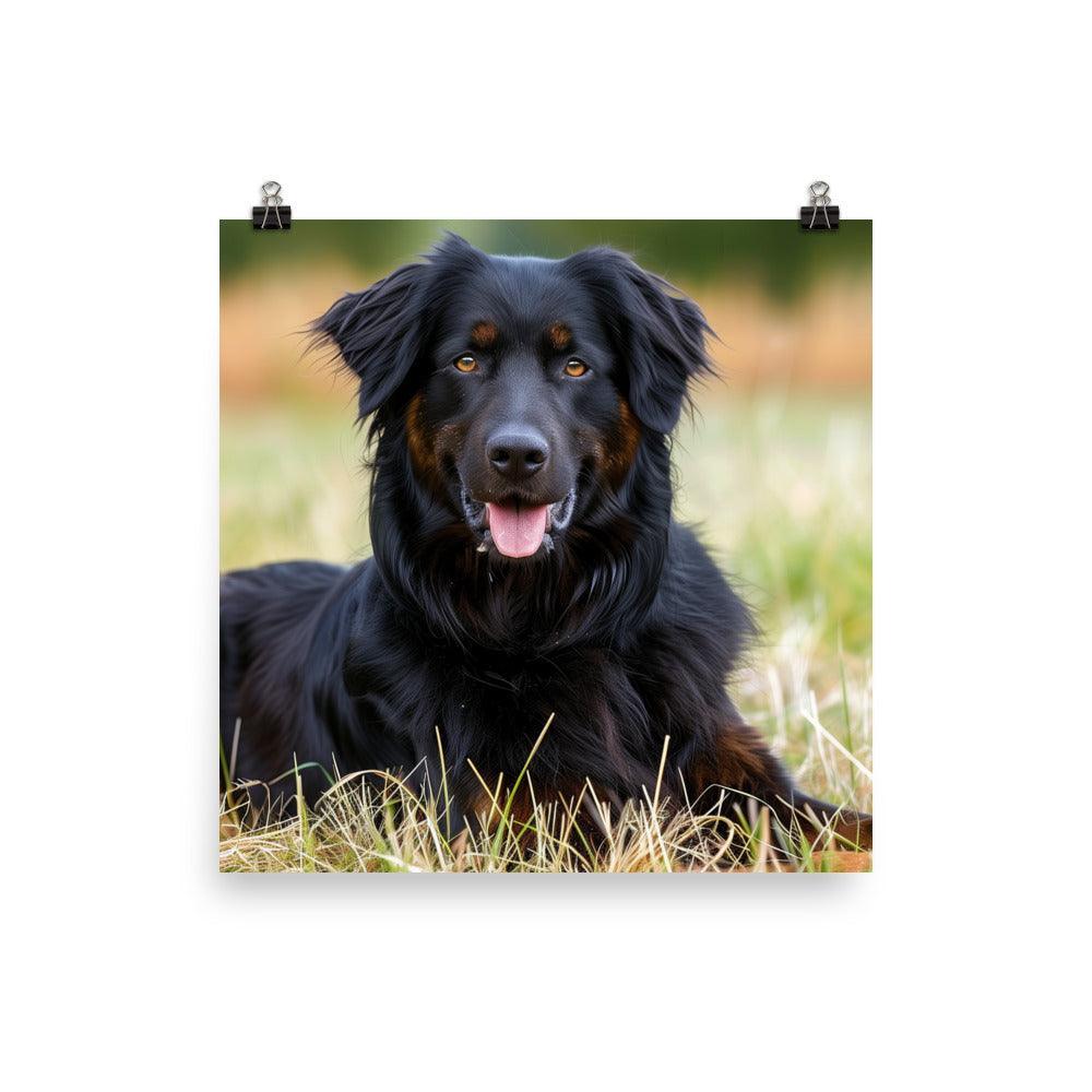 Hovawart Dog Relaxing in Field Photograph Poster - Oh Posters