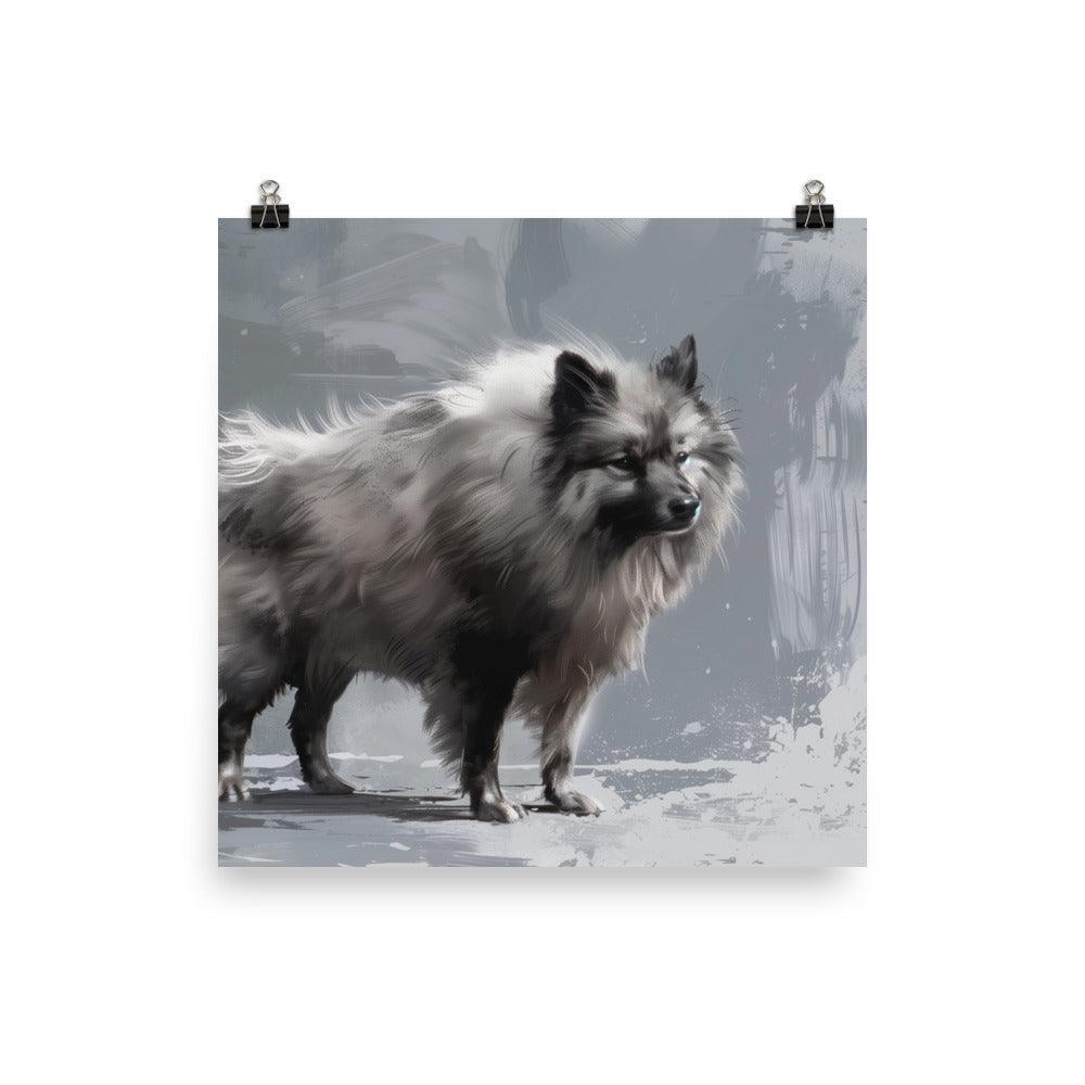 Keeshond in Winter Abstract Art Poster - Oh Posters