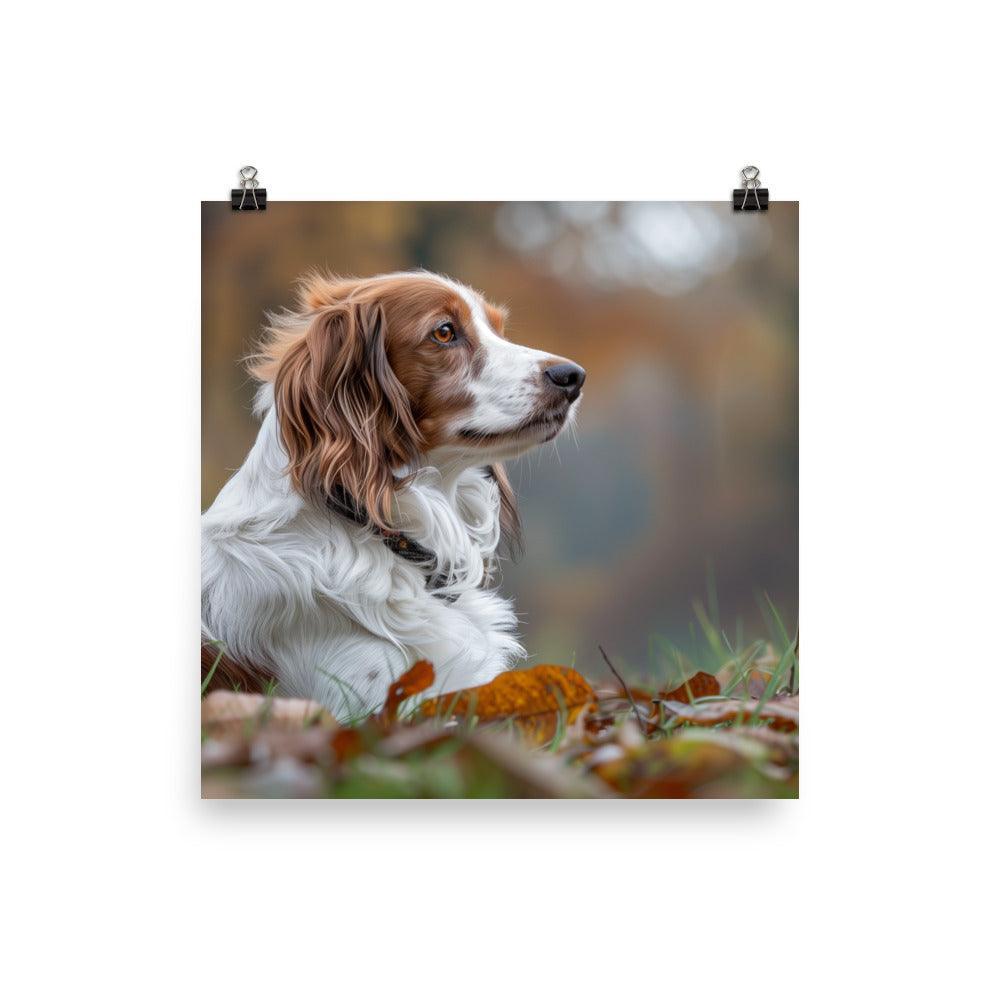 Kooikerhondje Resting in Autumn Leaves Photograph Poster - Oh Posters