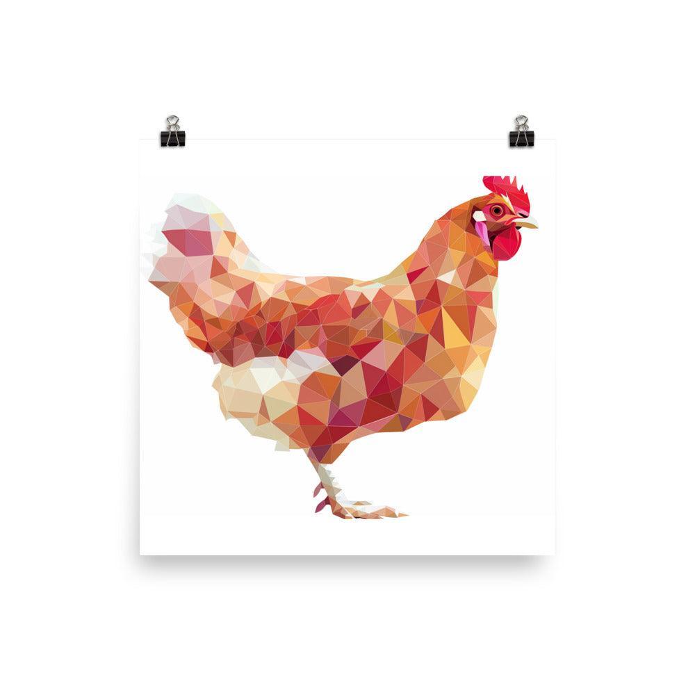 Chicken Low Poly Geometric Art Poster - Oh Posters