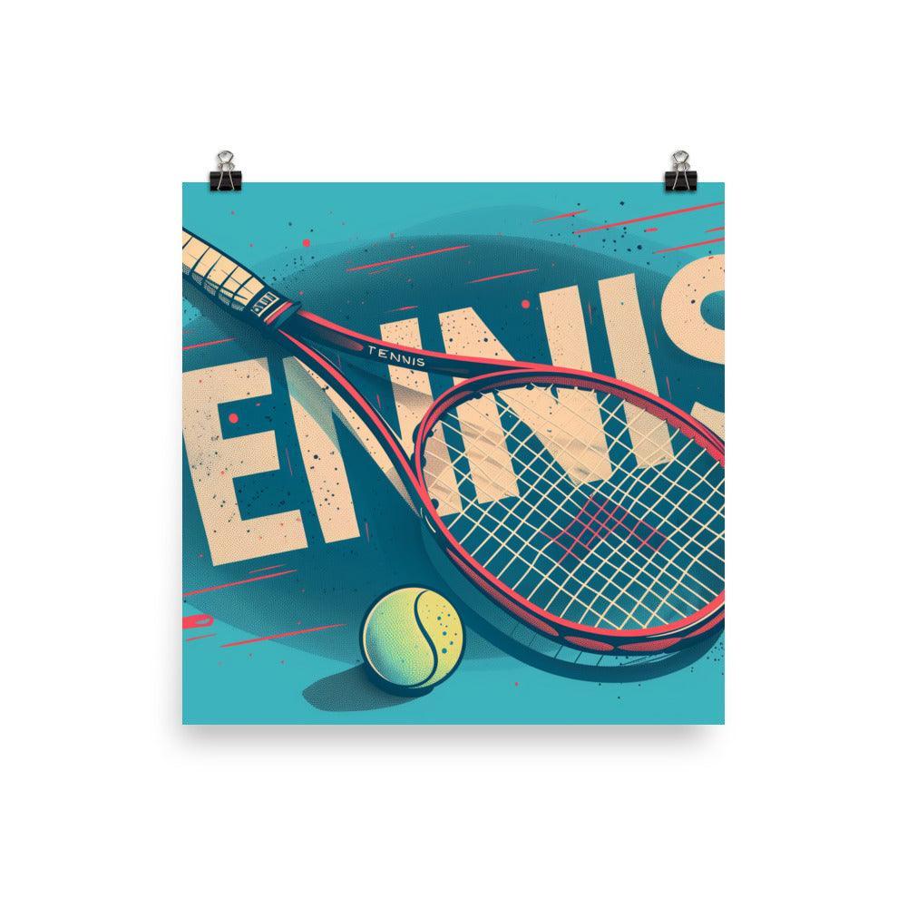 Tennis Racket and Ball Retro Sports Graphic Poster - Oh Posters