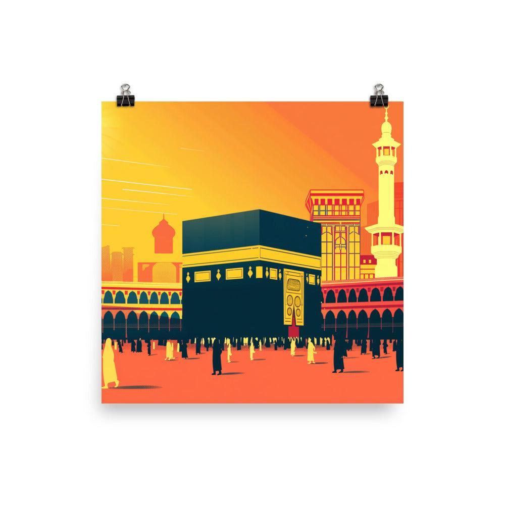 Kaaba Mecca Islamic Architecture Sunrise Illustration Poster - Oh Posters