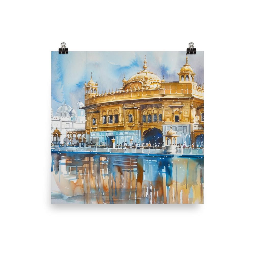 Golden Temple Sikh Architecture Watercolor Art Poster - Oh Posters