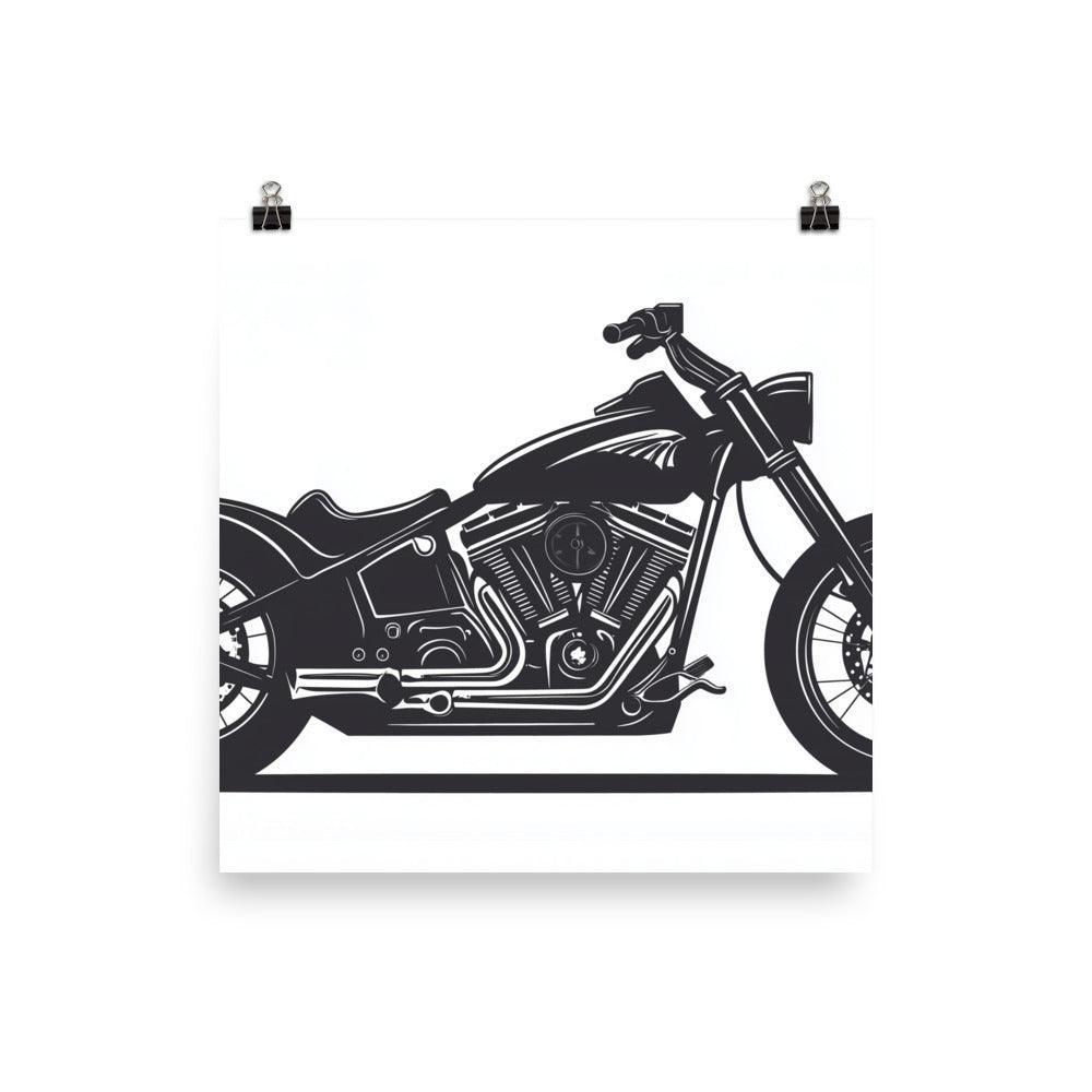 Retro Style Motorcycle Line Art Illustration Poster - Oh Posters