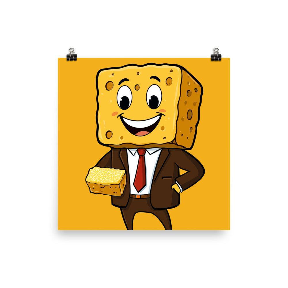 Sponge Cartoon Character in Business Suit Digital Art Poster - Oh Posters