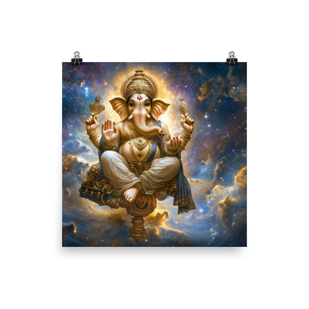 Cosmic Ganesh in a Starry Universe Fantasy Divine Art Poster - Oh Posters