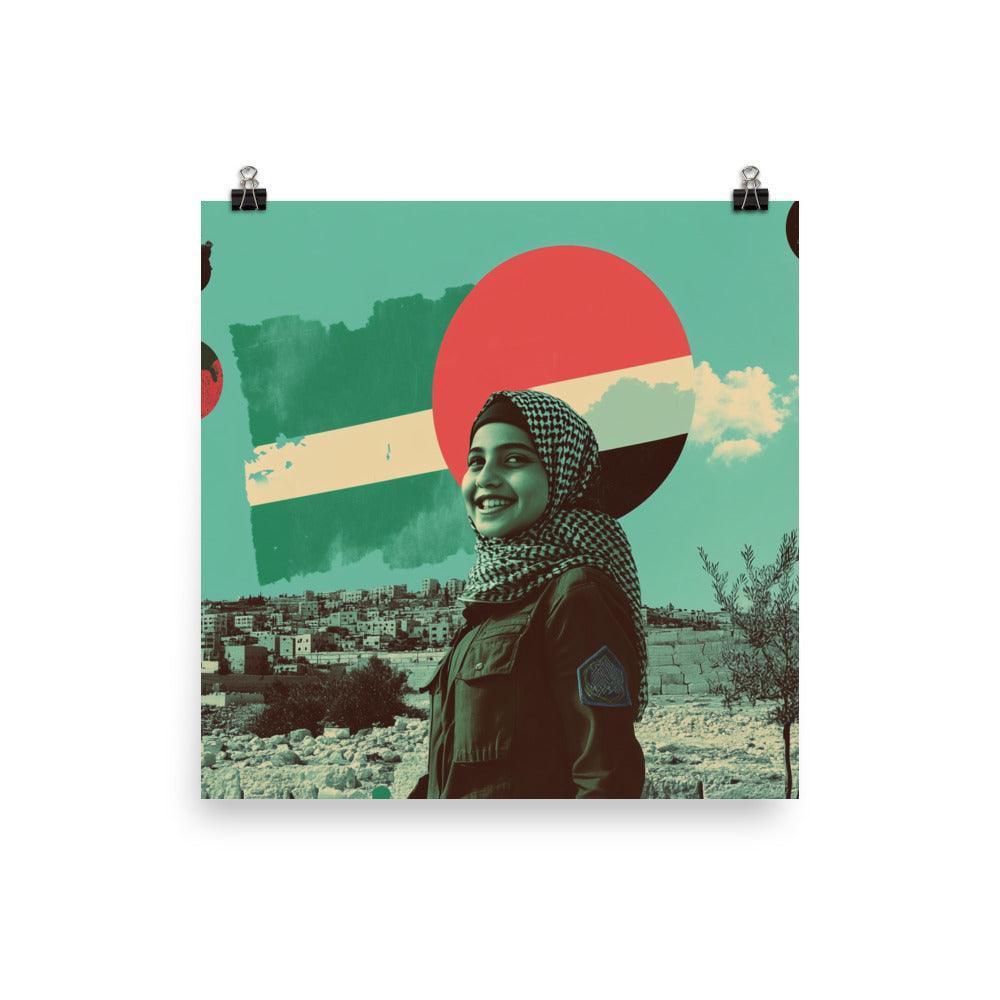Palestinian Girl Smiling Pop Art Collage Poster - Oh Posters