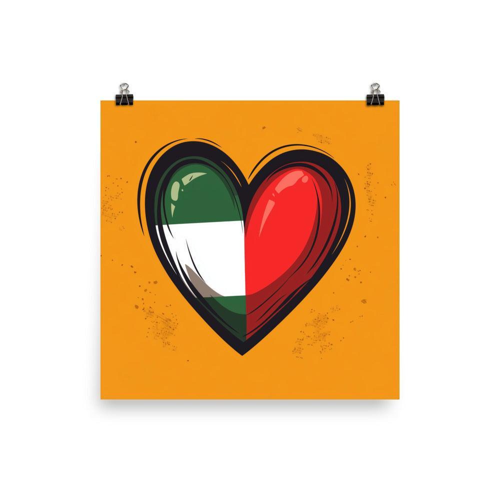 Palestinian Heart Flag Symbol on Orange Background Poster - Oh Posters