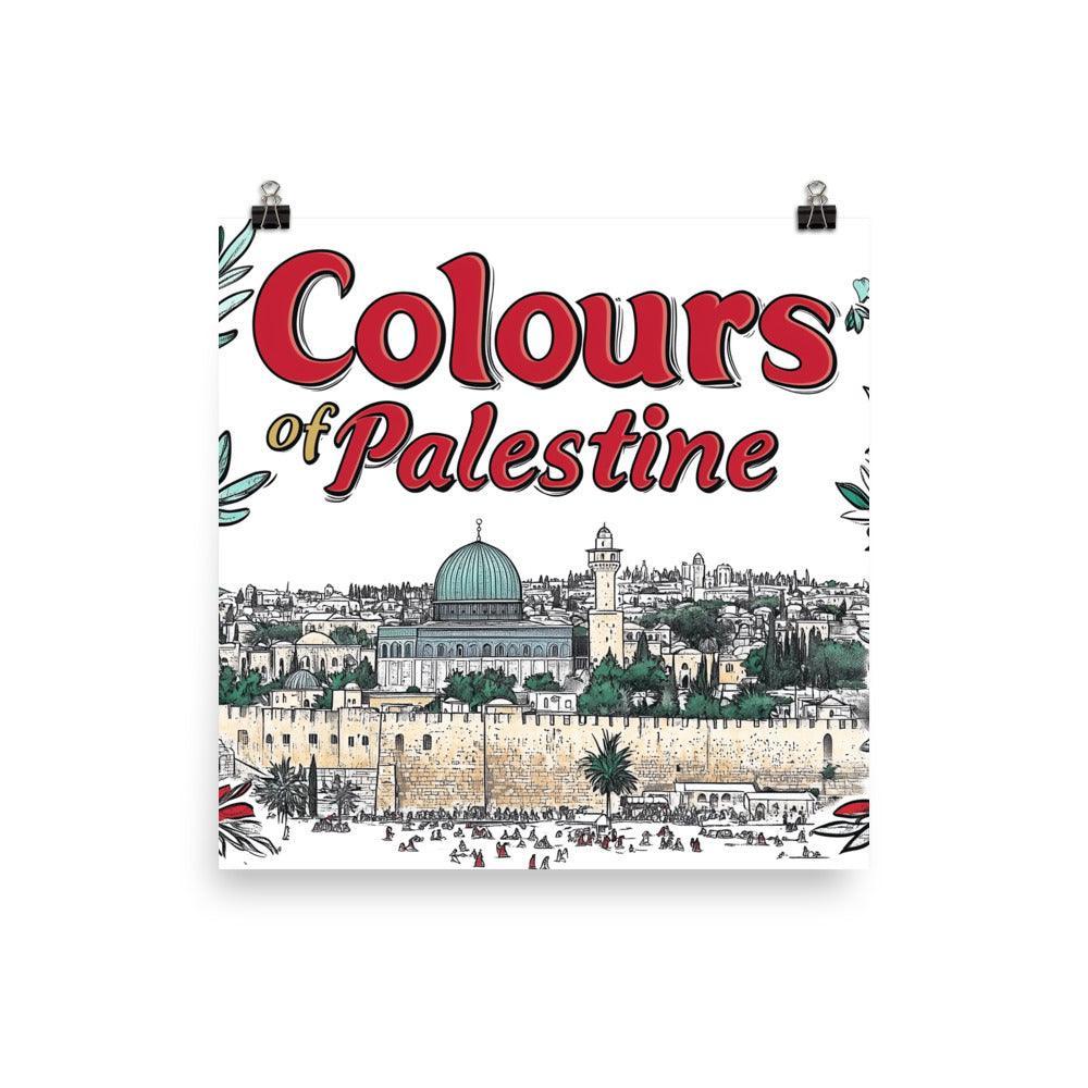 Colours of Palestine Jerusalem Cityscape Illustration Poster - Oh Posters