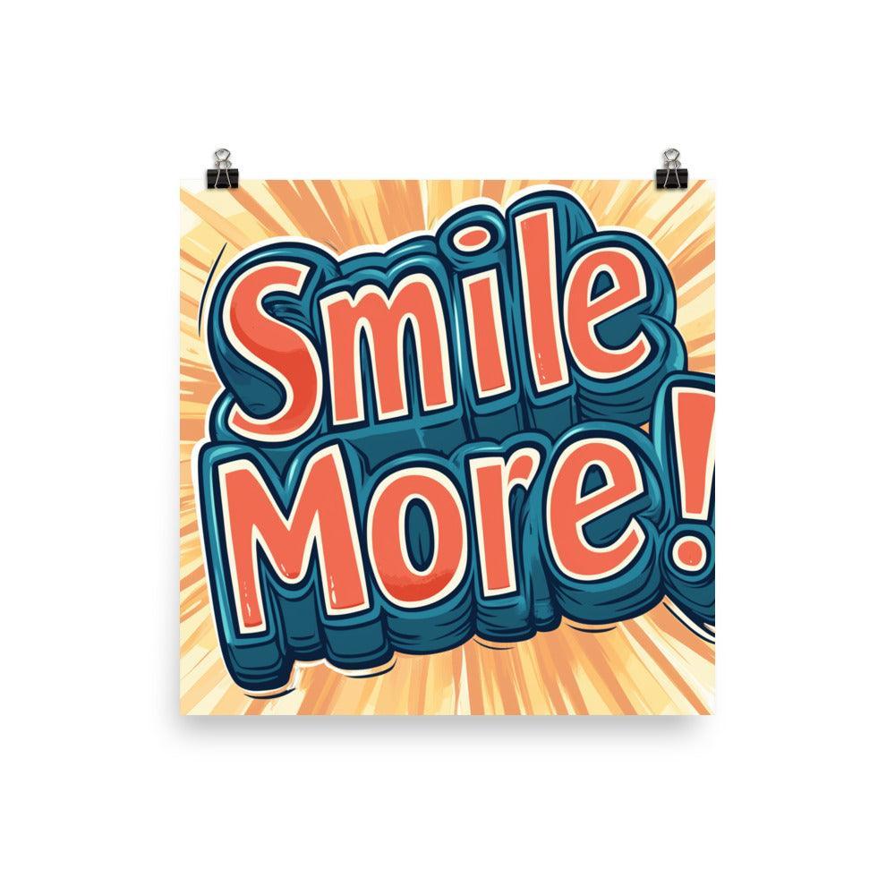 Smile More Playful Typography with Bright Sunburst Poster - Oh Posters