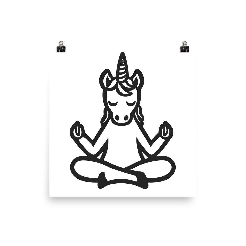 Unicorn Yoga Pose Serenity Zen Meditation for Mindfulness Poster - Oh Posters