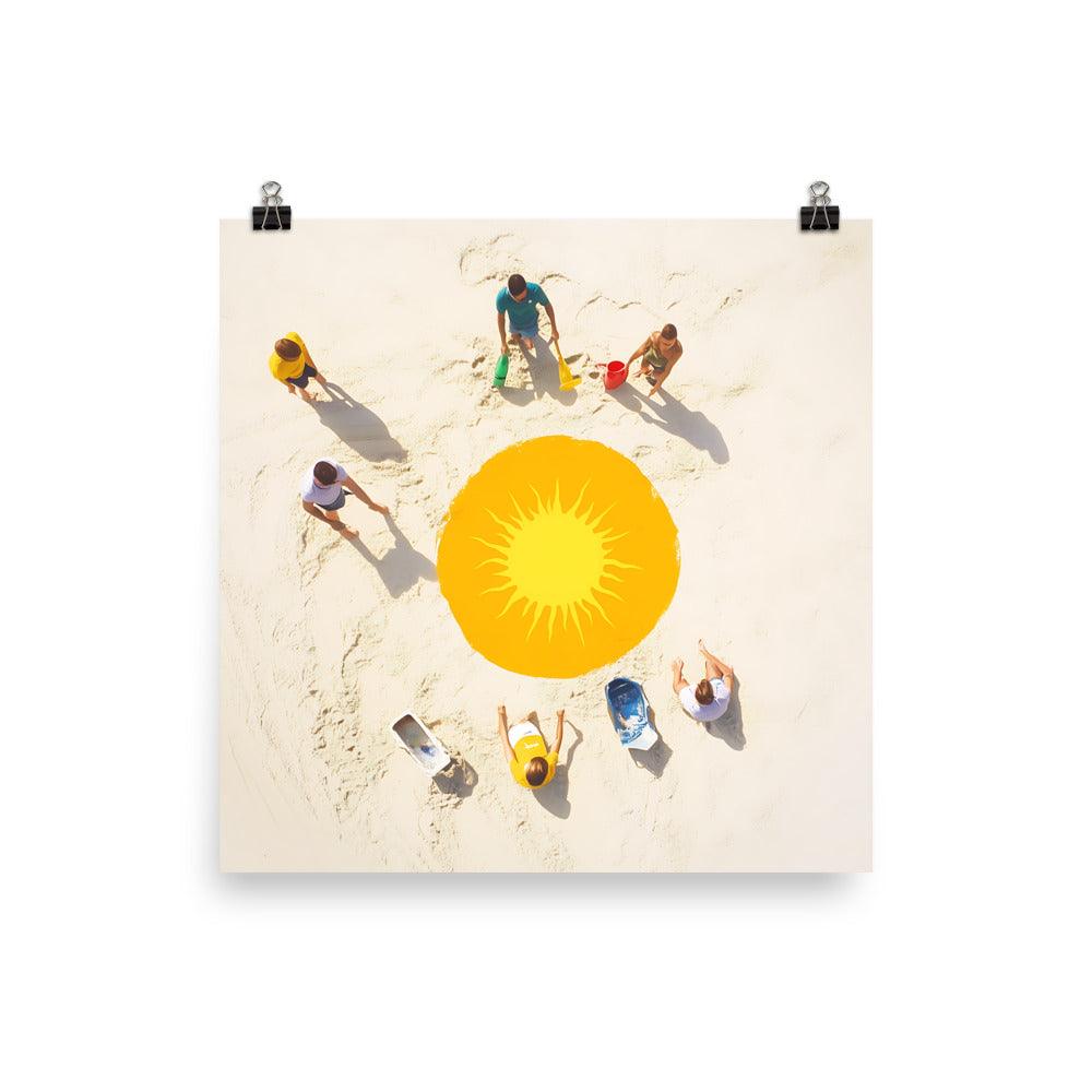Beach Cleanup Sun Teamwork Vibrant Community Poster - Oh Posters