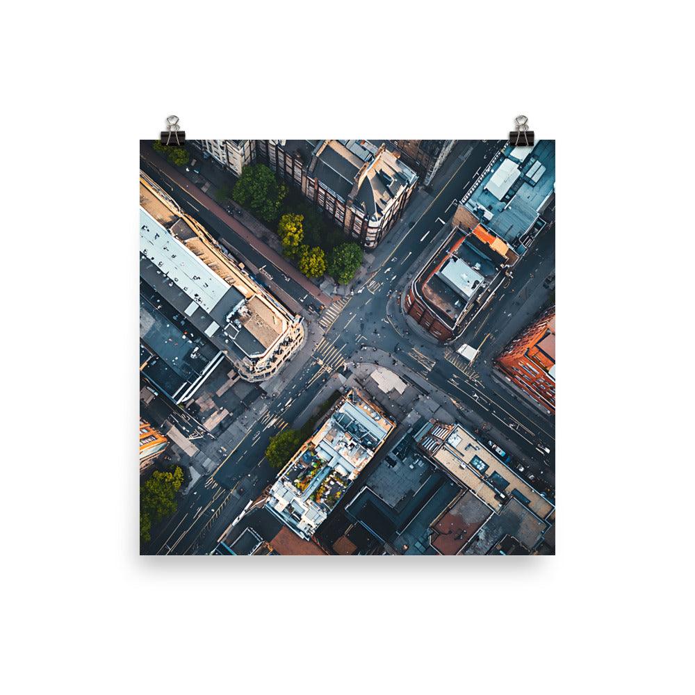Manchester Urban Aerial View Cityscape Poster - Oh Posters
