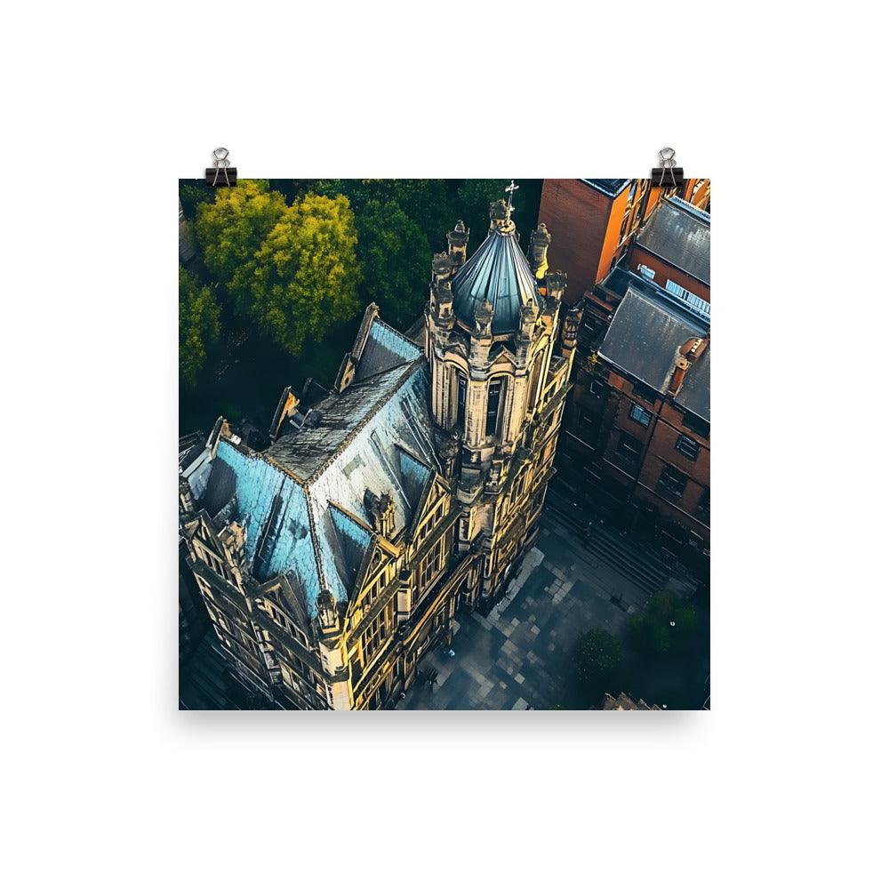 Manchester Aerial View Architecture Charm Urban Skyline Poster - Oh Posters