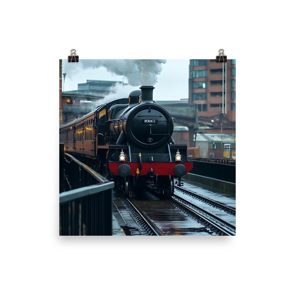 Manchester Steam Train Adventure Through Iconic Urban Landscape Poster - Oh Posters