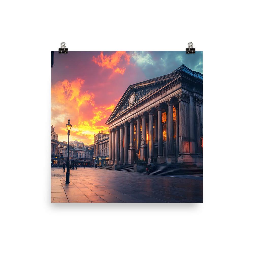 Manchester Cityscape at Dusk with Historic Architecture Poster - Oh Posters