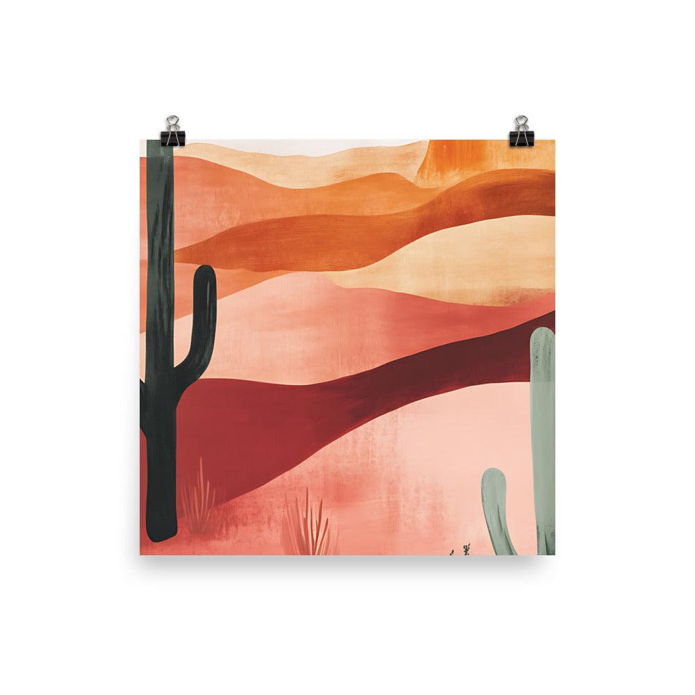 Boho Desert Landscape Cactus Serenity in Warm Earth Tones Poster - Oh Posters
