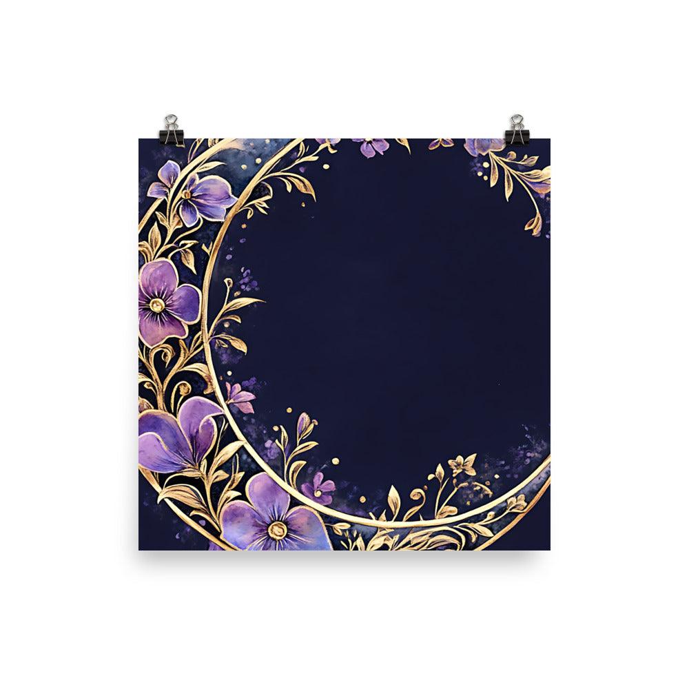 Boho Floral Crescent Moon Art Poster - Oh Posters