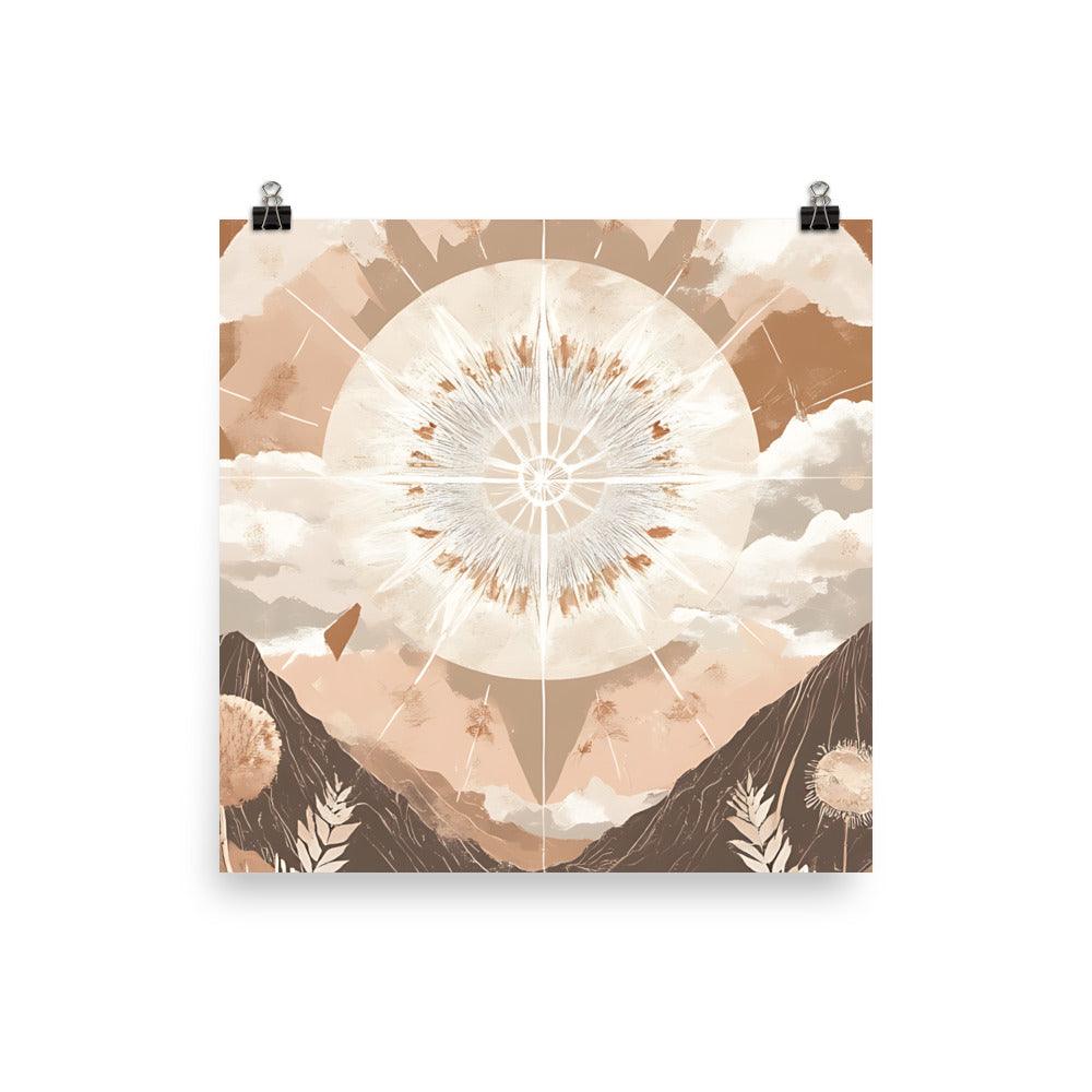 Boho Cosmic Landscape with Mountains and Stars Poster - Oh Posters