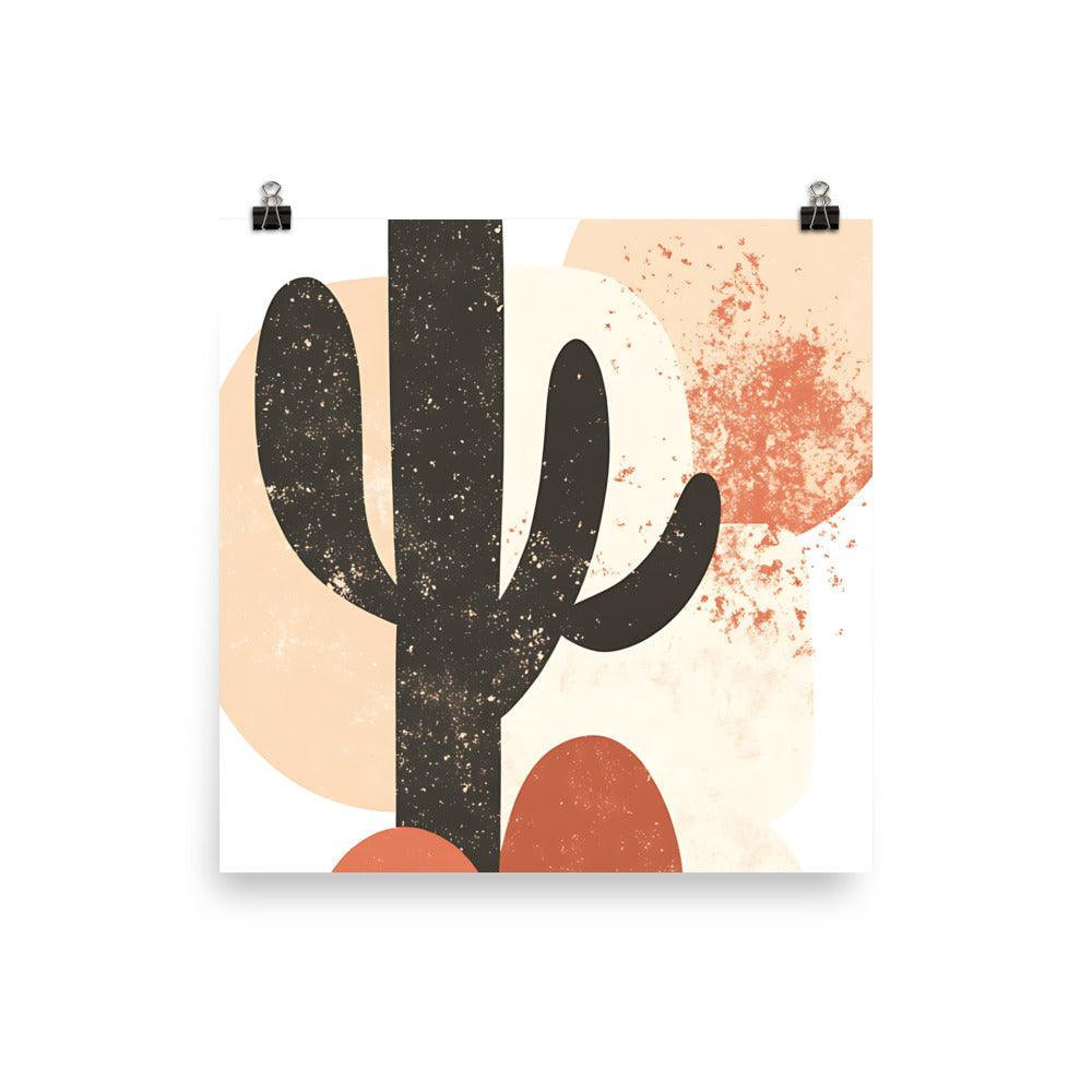 Boho Desert Cactus Minimalist Earthy Tones Poster - Oh Posters