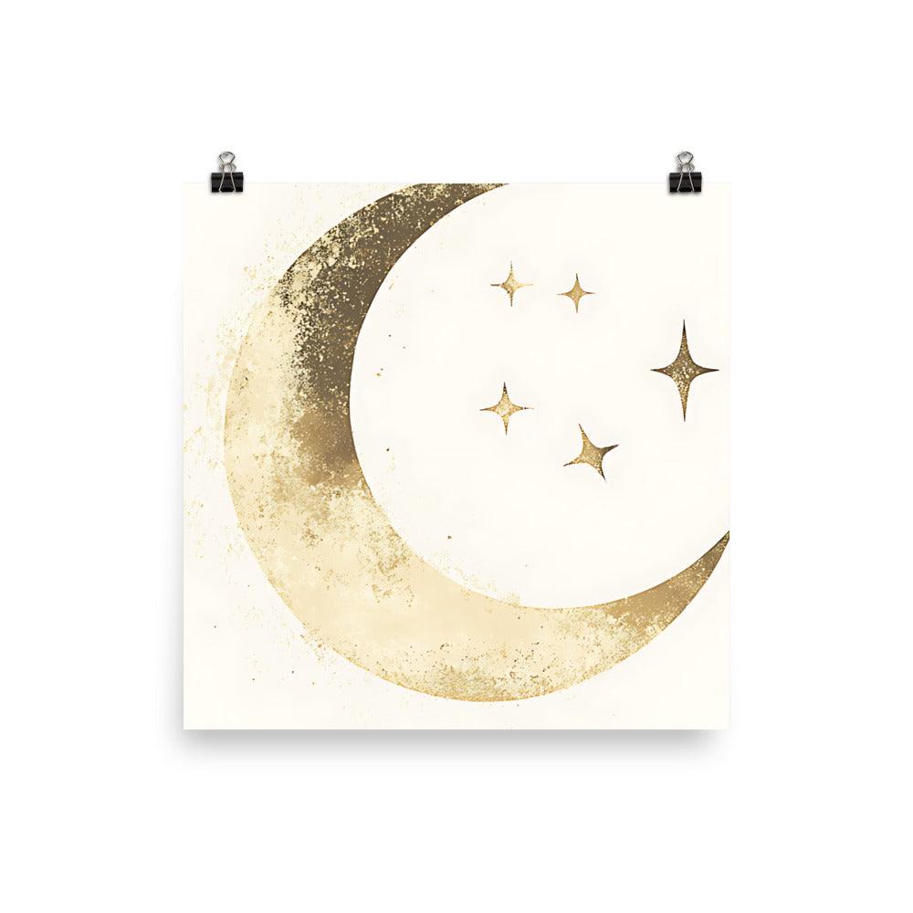 Boho Moon and Stars Celestial Vibe Poster - Oh Posters