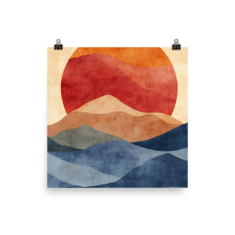 Boho Sunset Over Serene Mountains Poster - Oh Posters