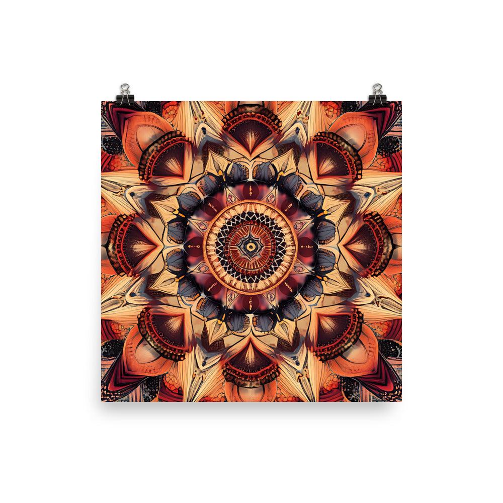 Boho Mandala Intricate Art with Warm Tones for Spiritual Connection and Meditation Enthusiasts Poster - Oh Posters