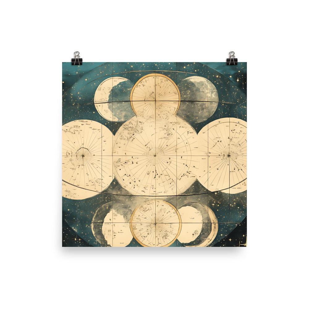Boho Celestial Moon Phases Vintage Astronomy Art for Spiritual Souls Poster - Oh Posters