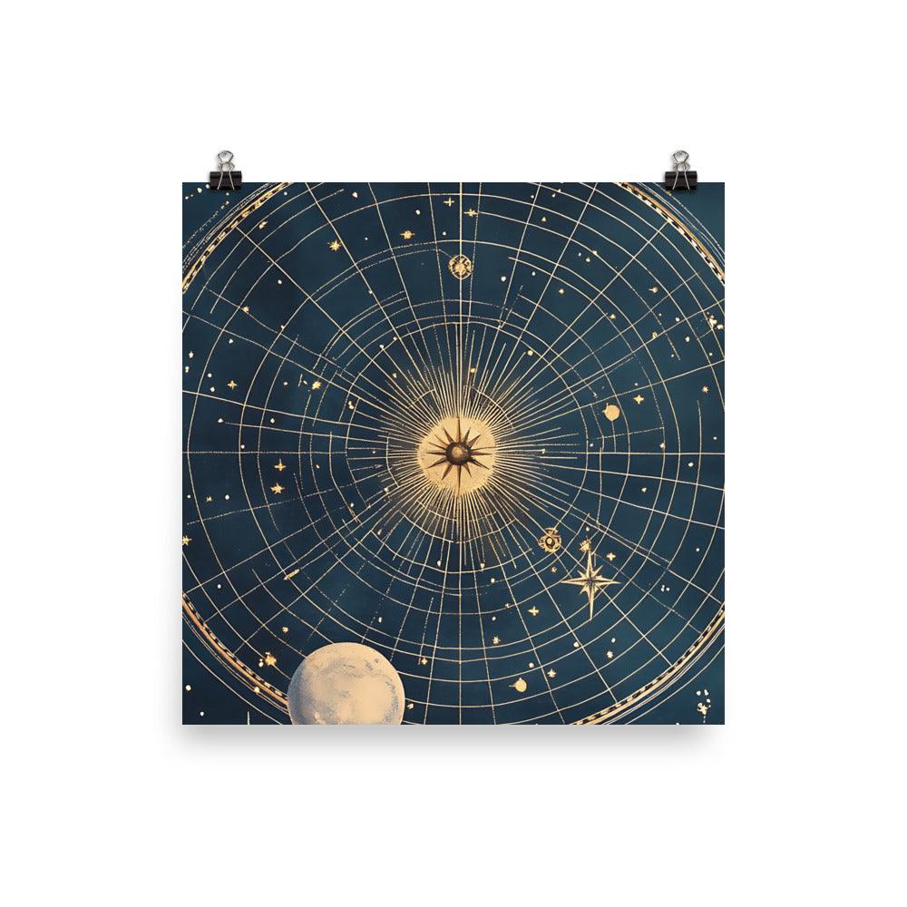 Boho Celestial Map with Moon Phases and Stars for Astrology Enthusiasts Poster - Oh Posters
