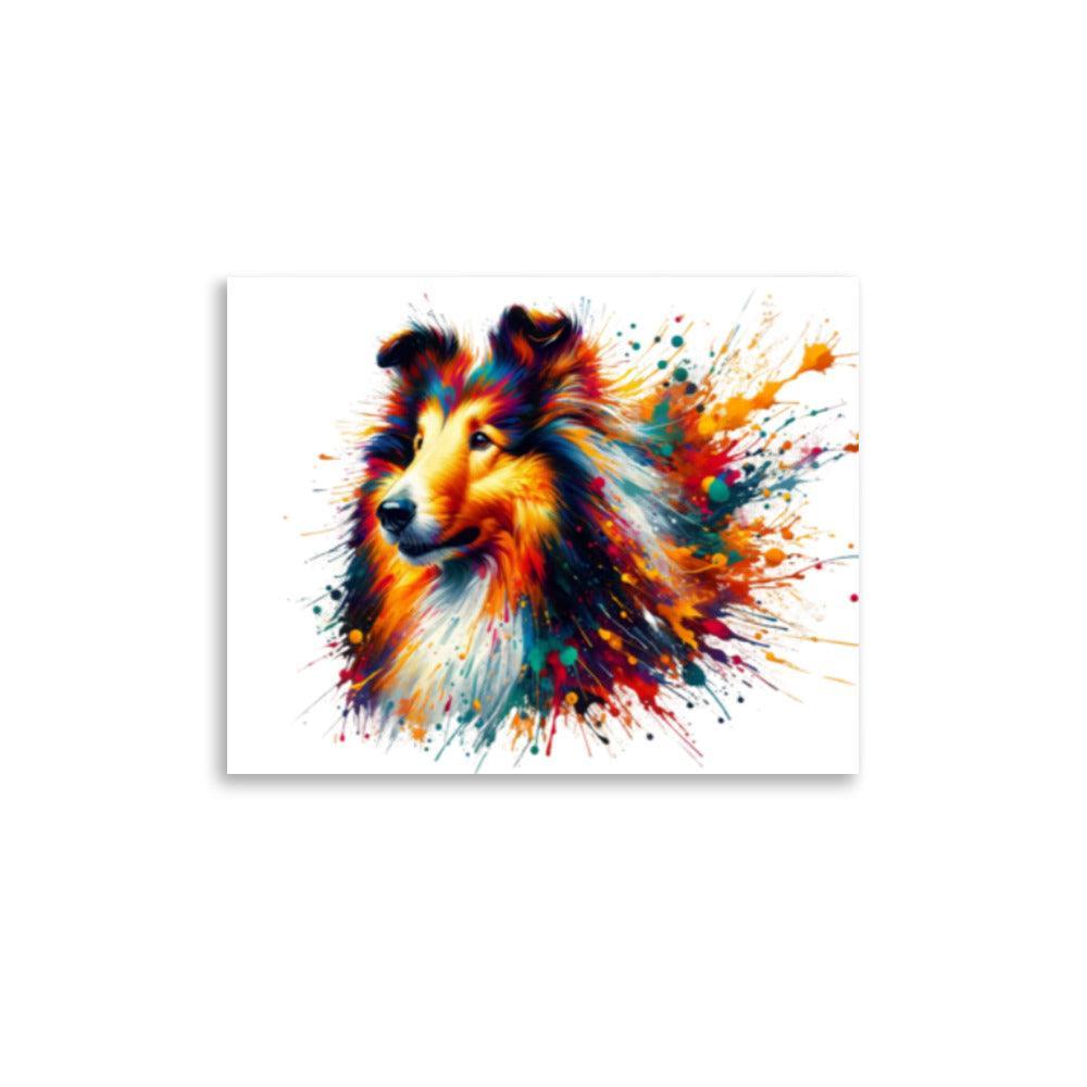 Rough Collie Dog Splatter Art Explosive Colors Poster - Oh Posters