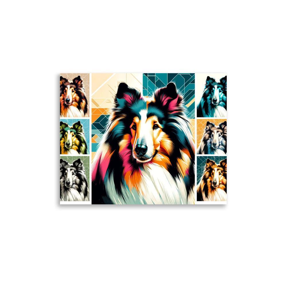 Rough Collie Dog Collage Line Vibrant Art Styles Poster - Oh Posters