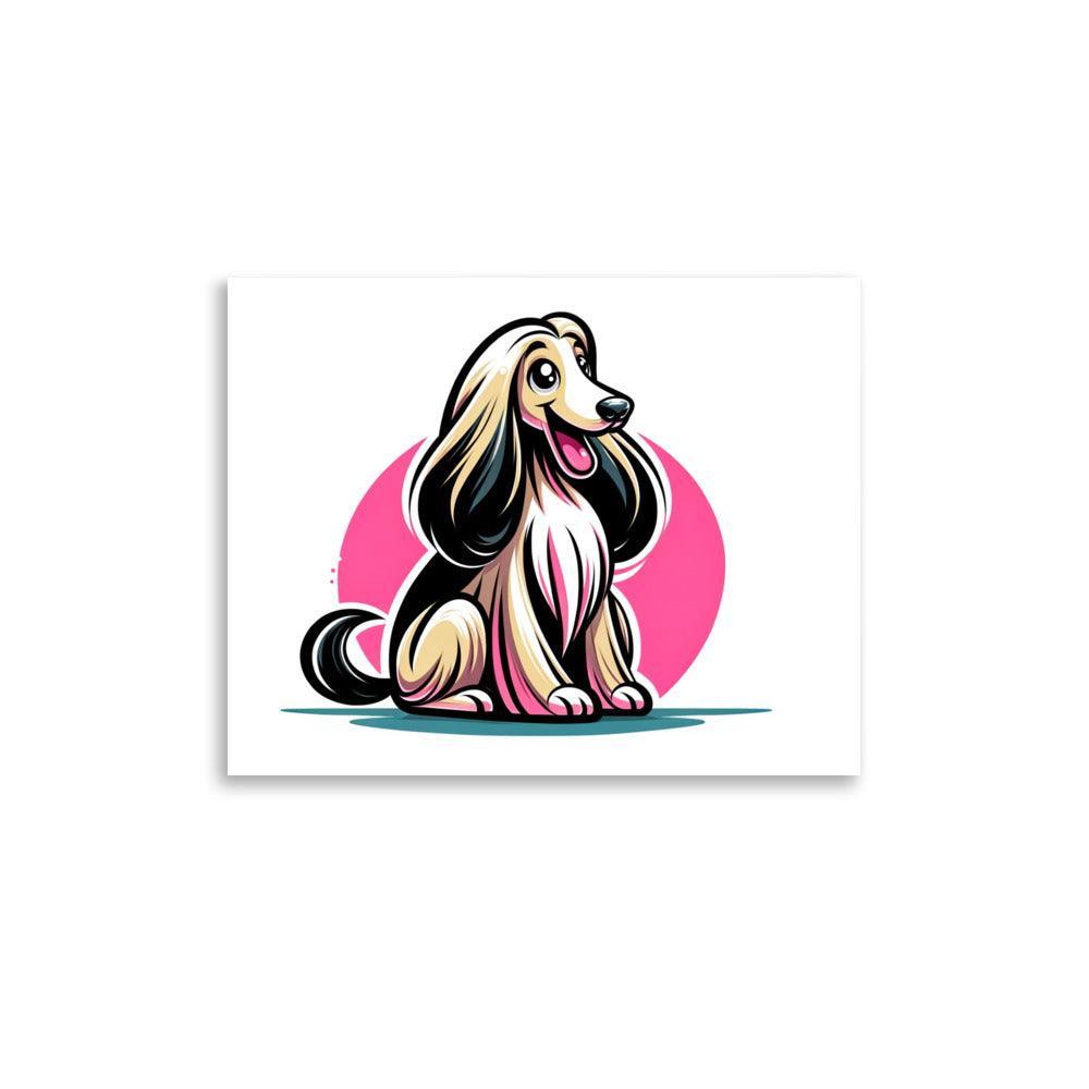 Joyful Afghan Hound Vibrant Cartoon Poster - Oh Posters