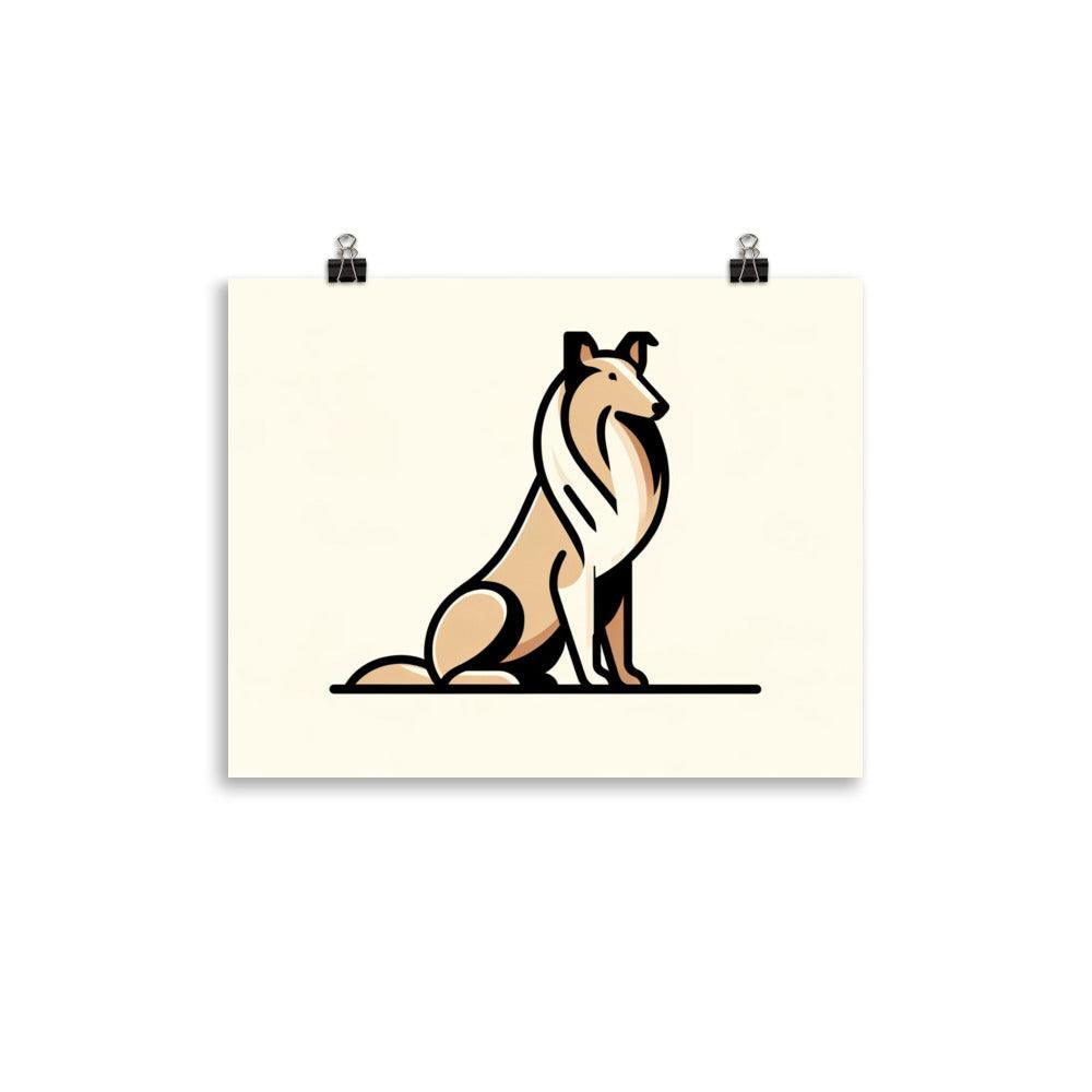 Sleek Collie Minimalist Illustration Modern Flat Color Design Poster - Oh Posters