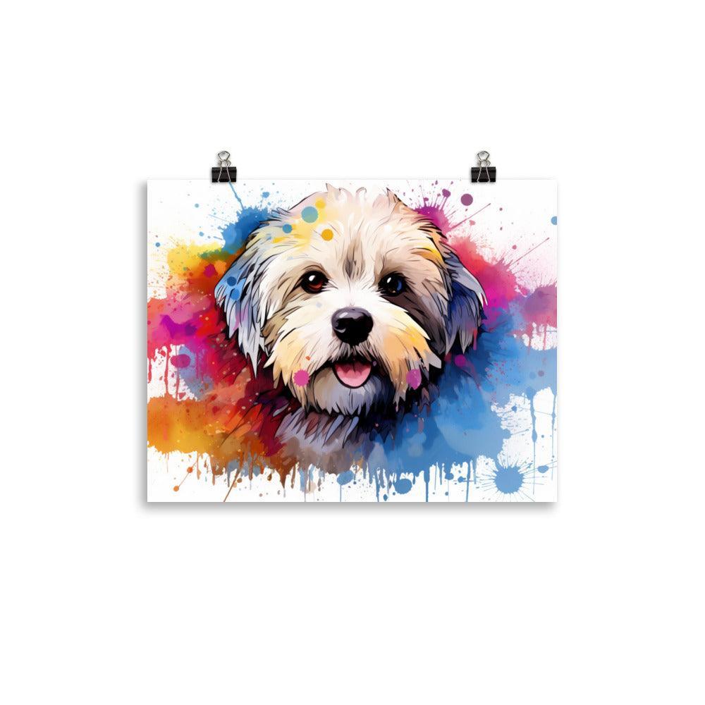 Coton De Tulear Playful Watercolor Splatter Portrait Poster - Oh Posters