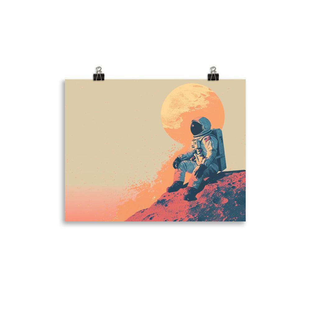 Cosmic Explorer Contemplation Space Travel Digital Art Poster - Oh Posters