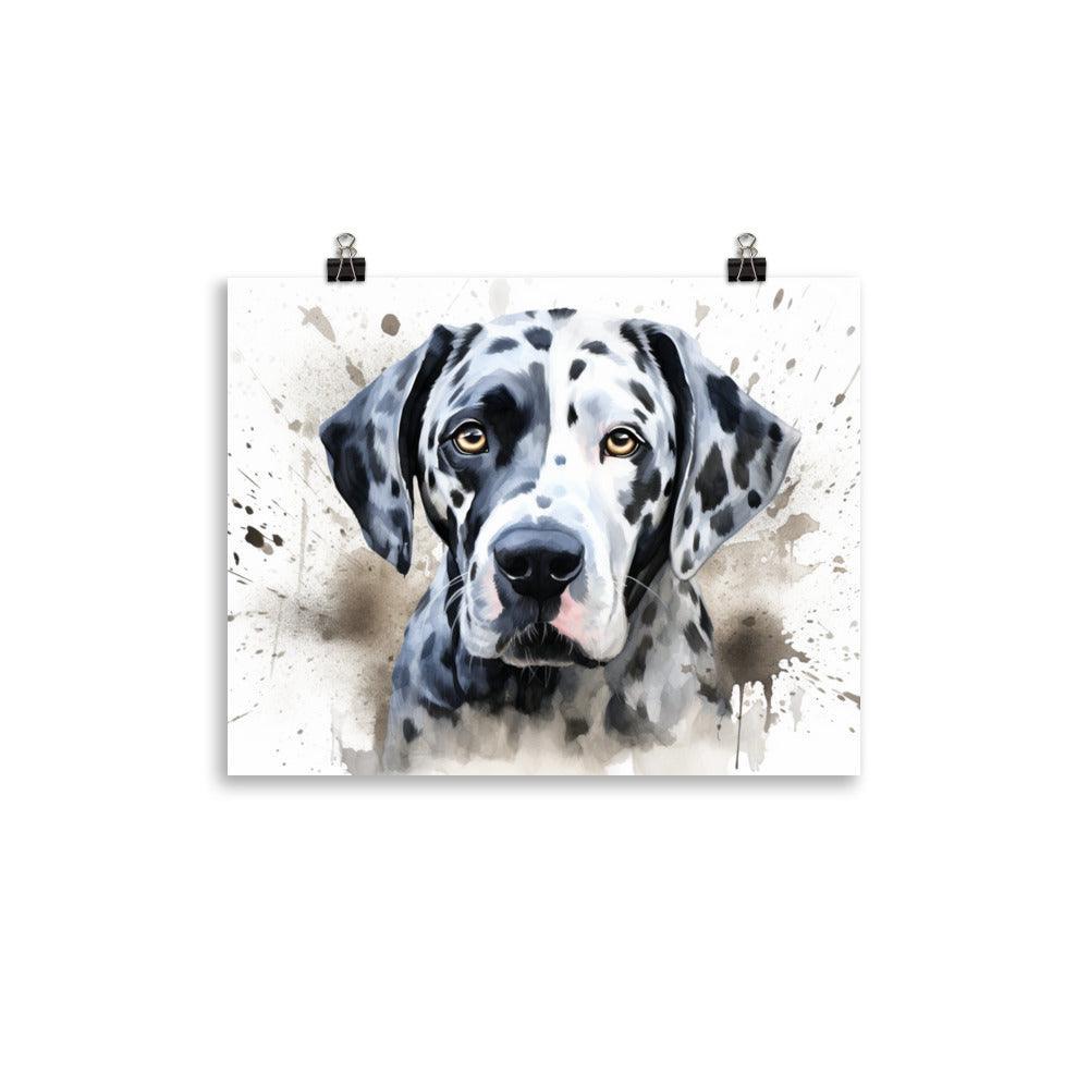 Dalmatian Watercolor Splash Dog Portrait Poster - Oh Posters