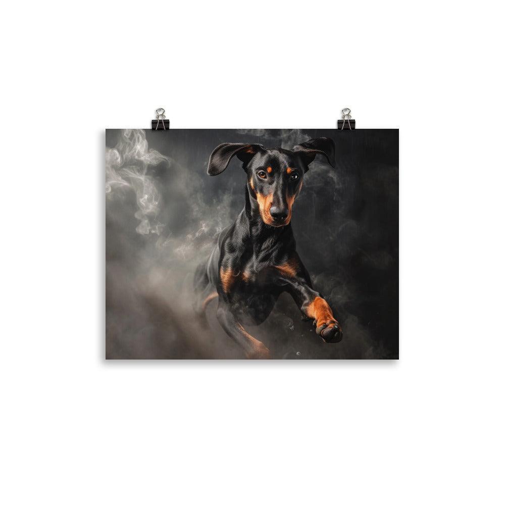 Dobermann Dynamic Smoke Effect Dog Portrait Poster - Oh Posters