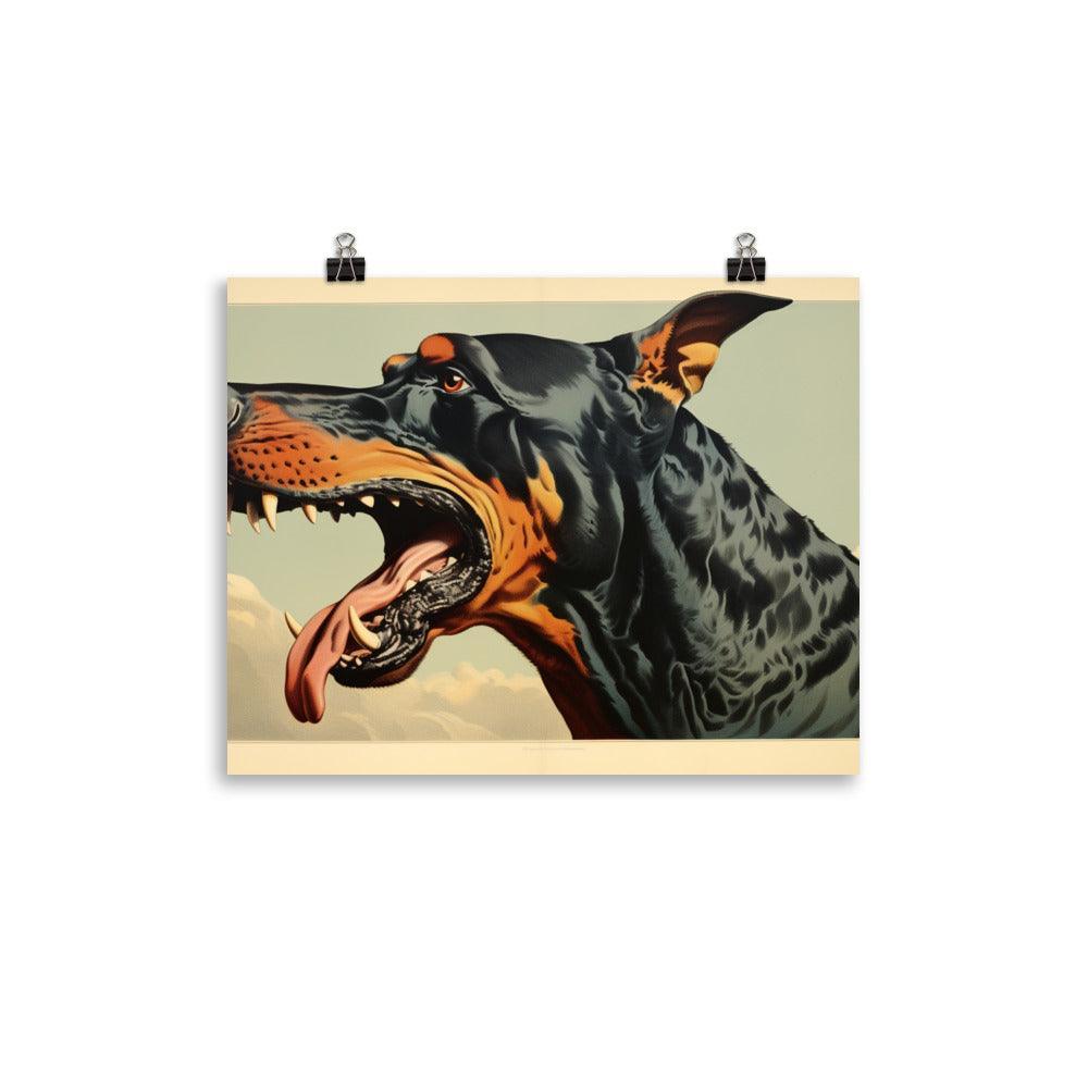 Dobermann Intense Roar Vintage Style Poster - Oh Posters