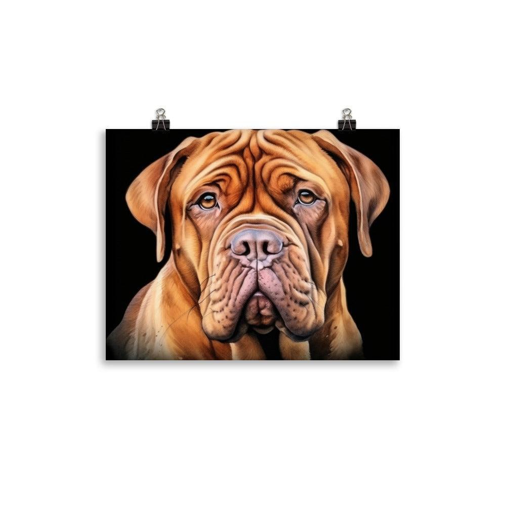 Dogue de Bordeaux Classic Black Background Illustration Poster - Oh Posters