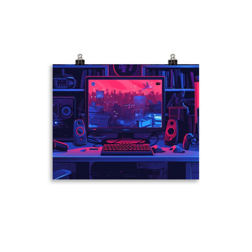 Gamer Room View Digital Illustration Poster - Oh Posters