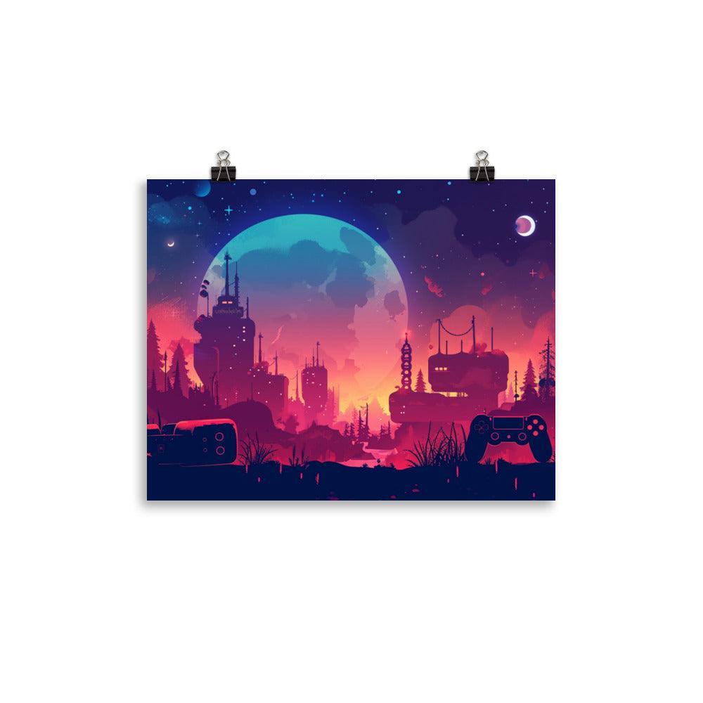 Fantasy Gaming Landscape Moonlit Night Poster - Oh Posters