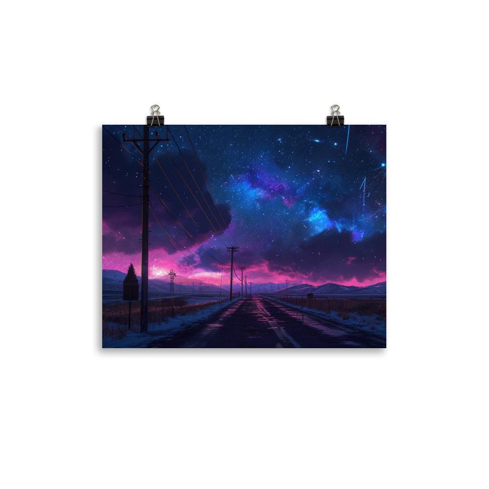 Cosmic Twilight Power Lines Artistic Poster - Oh Posters