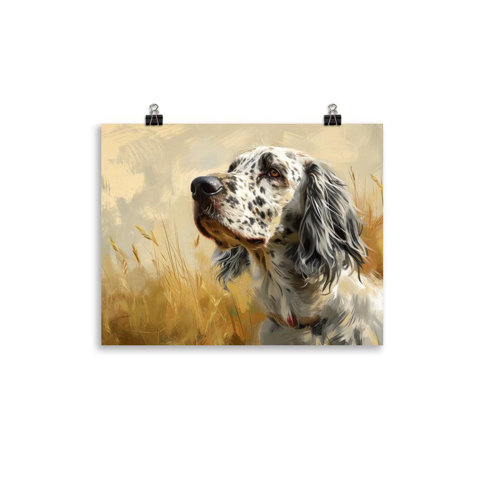 English Setter Serene Field Artistic Illustration Poster - Oh Posters