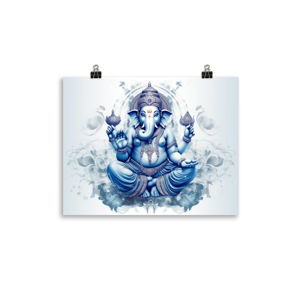 Ganesha Blue Spiritual Digital Artwork Poster - Oh Posters