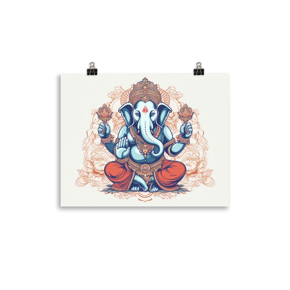 Ganesha Orange Mandala Inspired Illustration Poster - Oh Posters